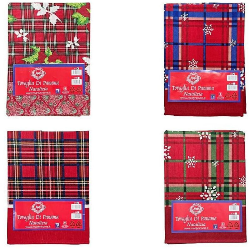 foto del prodotto trade shop traesio tovaglia natalizia panama tessuto resistente tema natale varie fantasie 6 posti 
