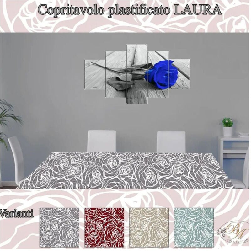 foto del prodotto trade shop traesio tovaglia plastificata copritavolo antimacchia rettangolare laura mis.12 posti 