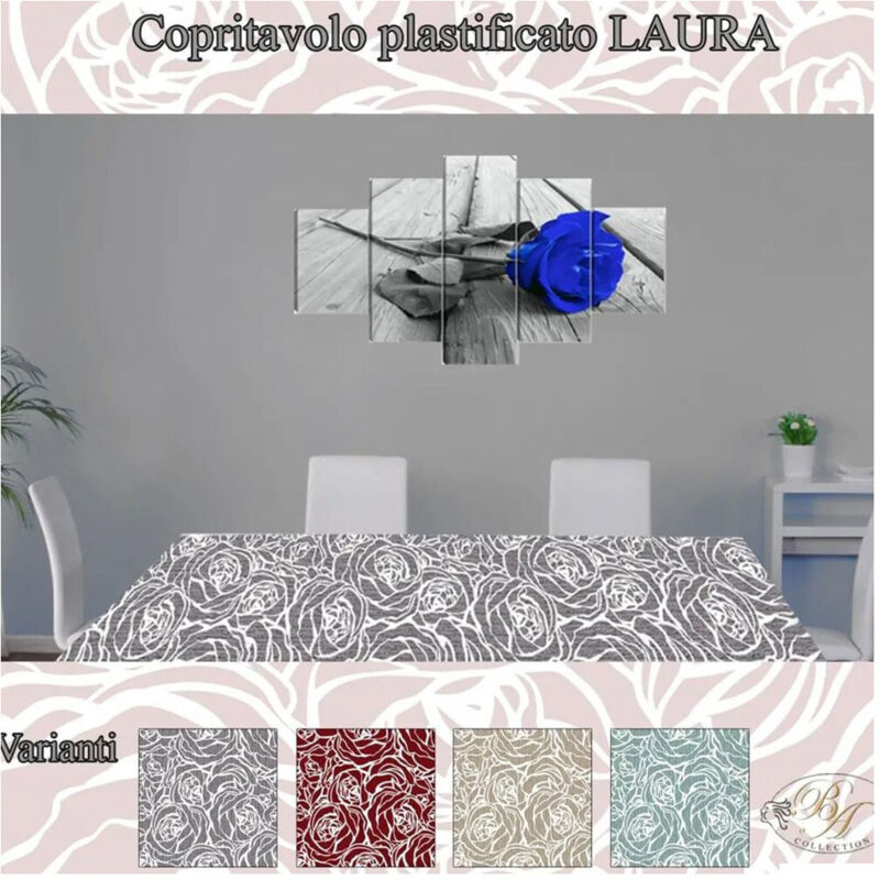 foto del prodotto trade shop traesio tovaglia plastificata copritavolo antimacchia rettangolare laura mis. 6 posti 