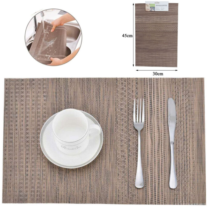 foto del prodotto trade shop traesio tovaglietta tovagliette all americana colazione cucina 30 x 45 cm marrone chiaro 