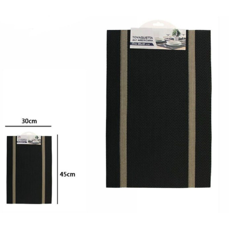 foto del prodotto trade shop traesio tovaglietta tovagliette colazione all americana cucina tavola 30x45cm 72286 nera 