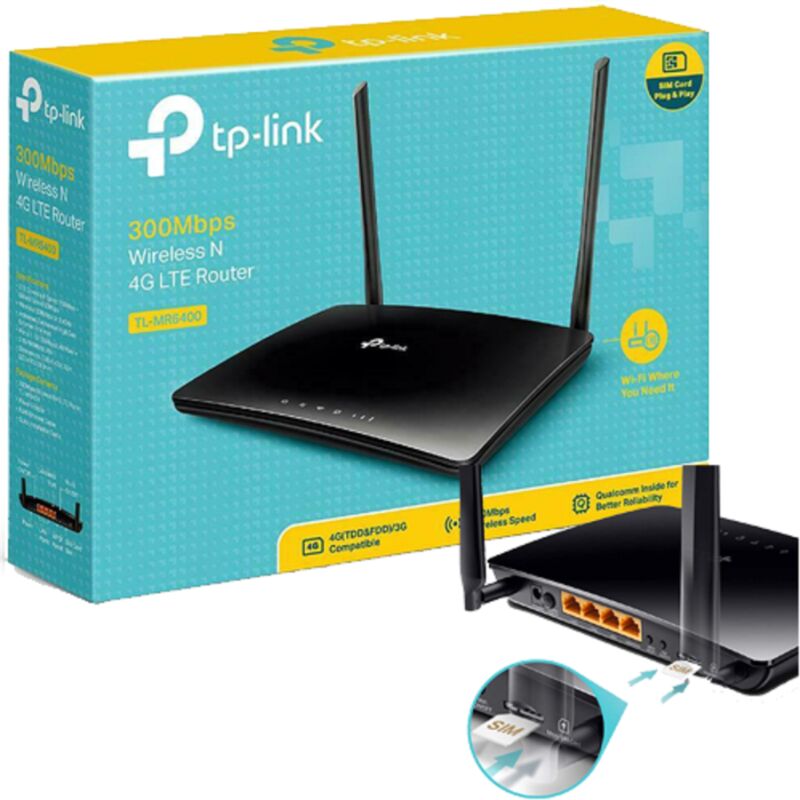 foto del prodotto trade shop traesio tp link tl mr6400 router wireless 4g lte wi fi n300 con sim scheda dati modem 