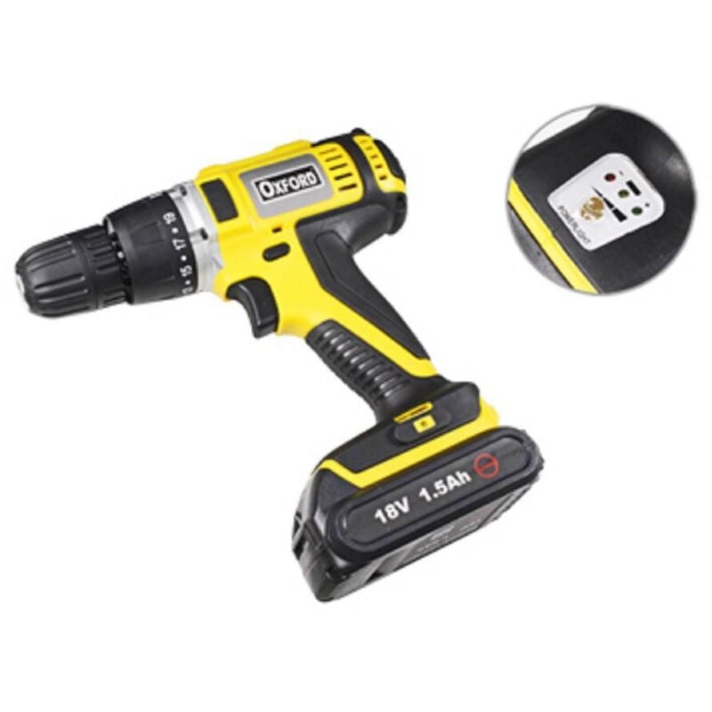 foto del prodotto trade shop traesio trade shop trapano avvitatore cordless doppia batteria a litio 18v led indicatore batteria 