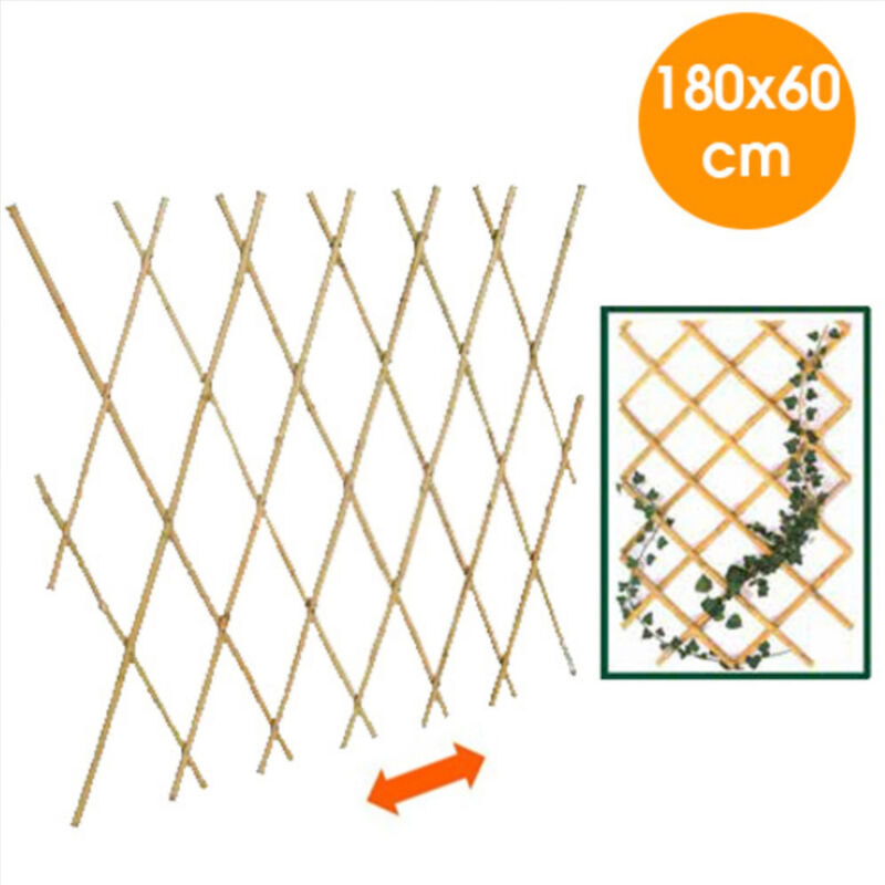 foto del prodotto trade shop traesio - traliccio rete bambù bamboo 180 x 60 cm estensibile bamboo piante rampicanti -