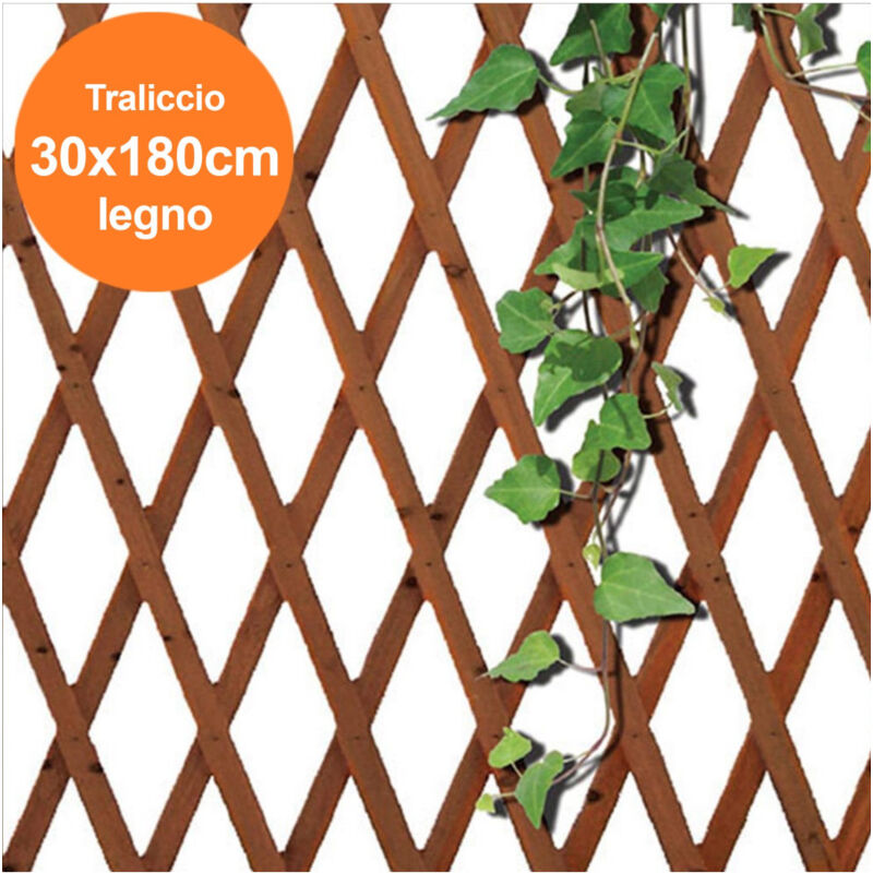 foto del prodotto trade shop traesio traliccio rete estensibile in legno scuro per parete da giardino piante 180x30cm 