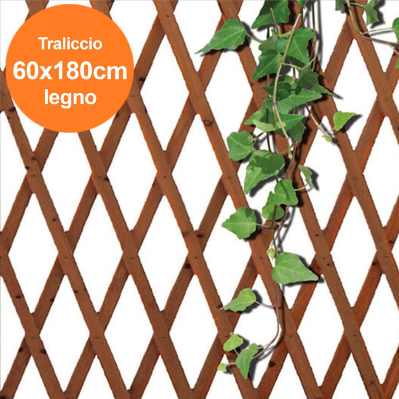 foto del prodotto trade shop traesio traliccio rete estensibile in legno scuro per parete da giardino piante 180x60cm 