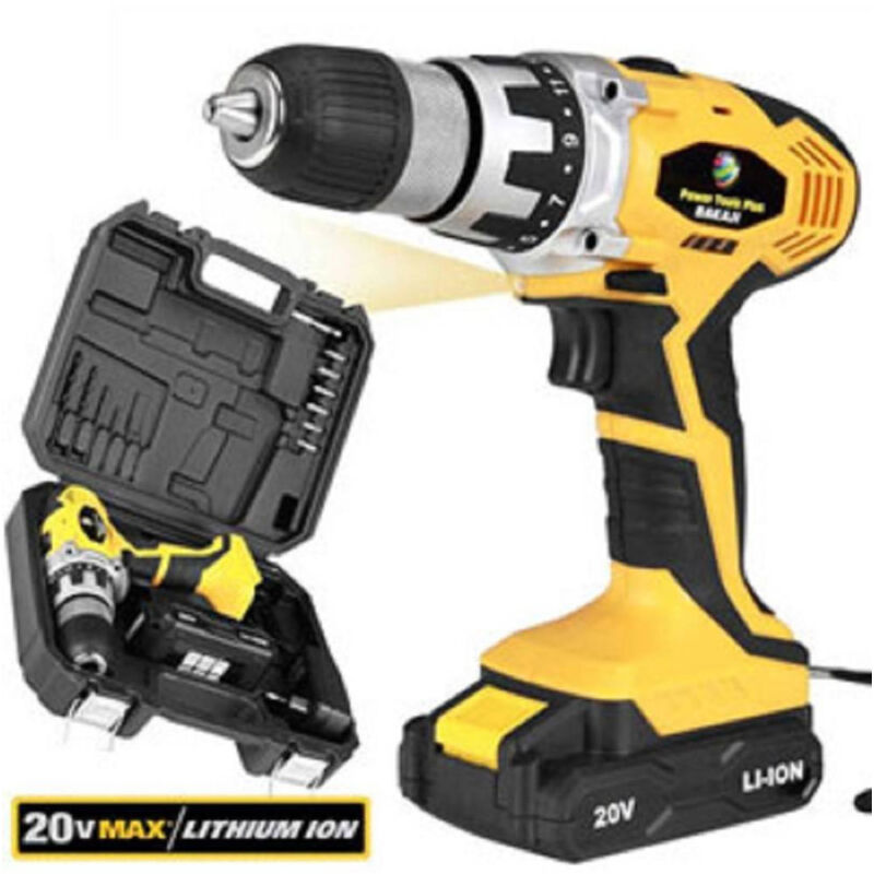 foto del prodotto trade shop traesio trapano avvitatore a batteria a litio 20v cordless mandrino 13 mm luce led work 