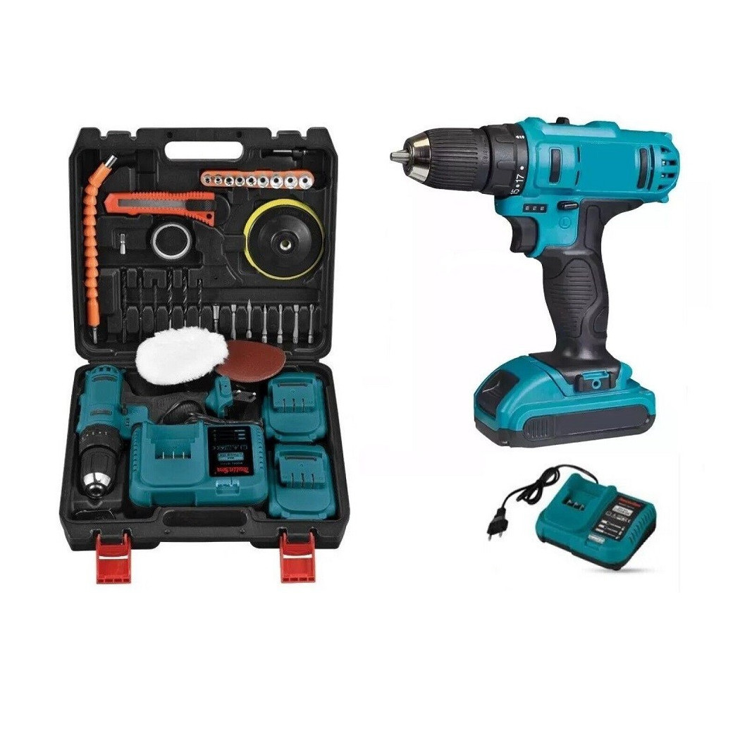 foto del prodotto trade shop traesio trapano avvitatore a percussione doppia batteria 48v 4ah accessori mls0002 