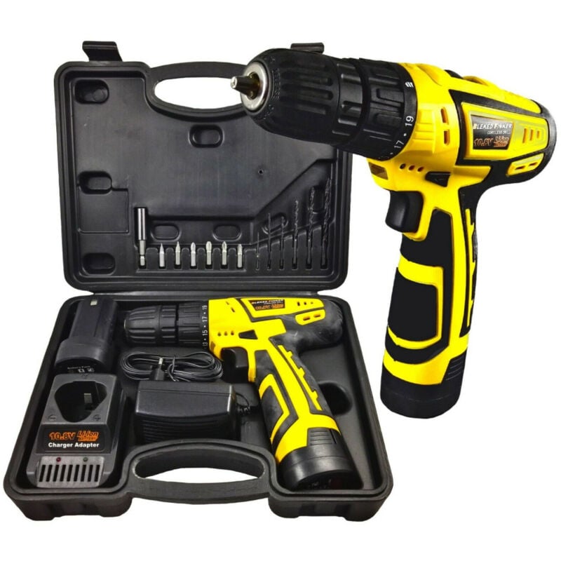 foto del prodotto trade shop traesio trapano avvitatore cordless 10.8v bleked finker egcd10v con valigetta e punte 