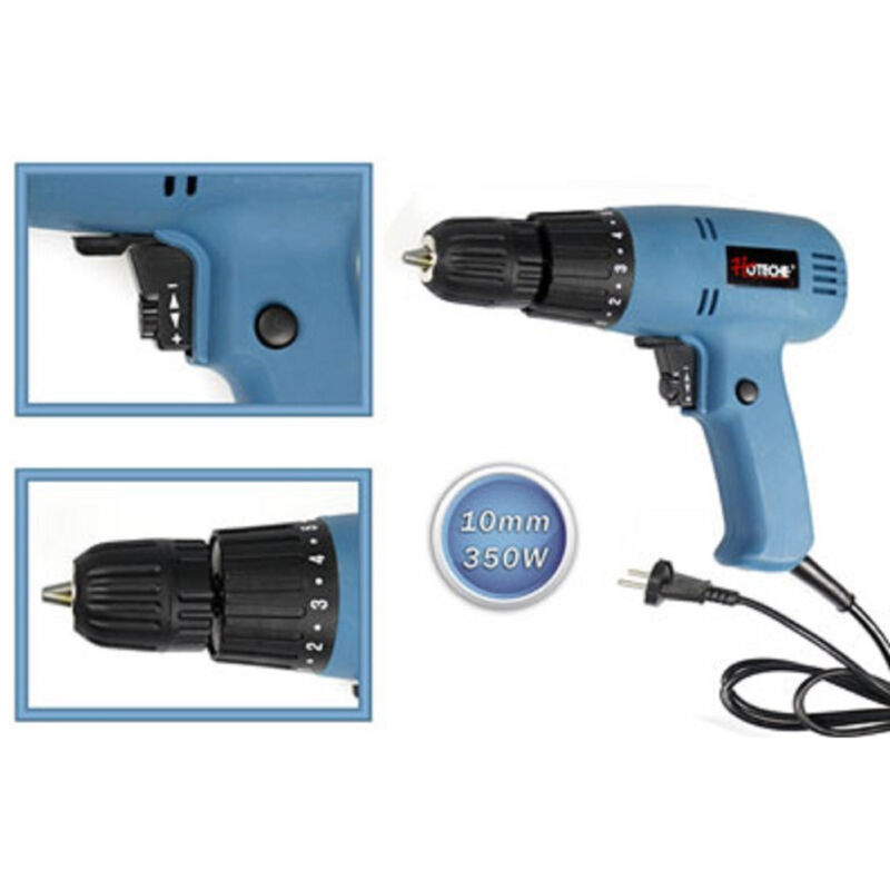 foto del prodotto trade shop traesio trapano elettrico 350 watt con mandrino 10 mm reversibile velocit variabile 