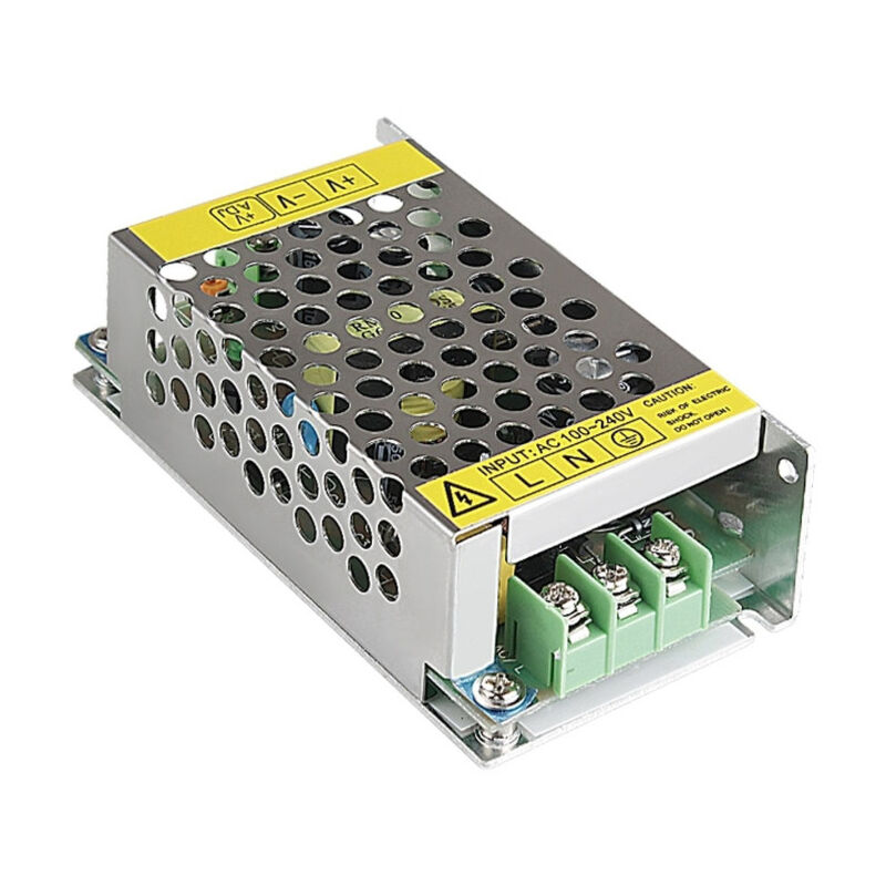 foto del prodotto trade shop traesio trasformatore alimentatore stabilizzato per striscia a led switch trimmer 12v 1 ampere scatola metallo 