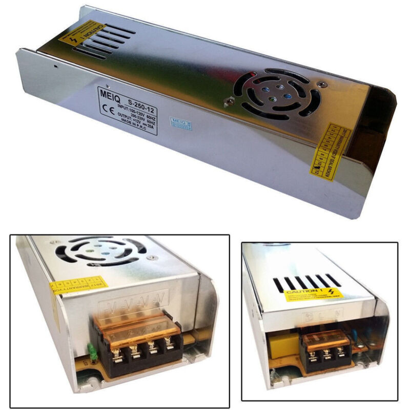 foto del prodotto trade shop traesio trasformatore alimentatore stabilizzato slim 220v 12v 20a 250w trimmer 20a 12v 