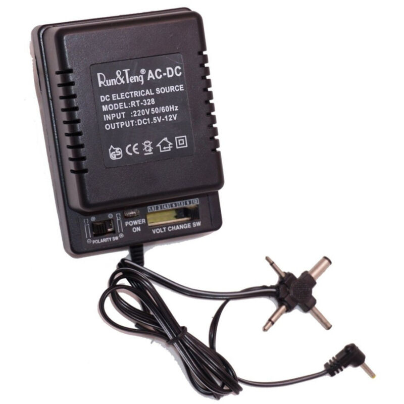 foto del prodotto trade shop traesio trasformatore alimentatore universale da 1.5v a 12v 2000ma ac dc con selettore 
