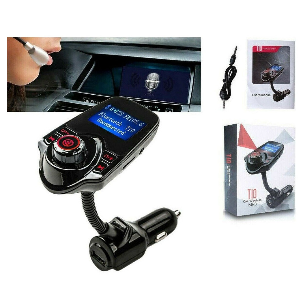 foto del prodotto trade shop traesio trasmettitore fm bluetooth wireless t10 kit auto vivavoce lettore mp3 usb 