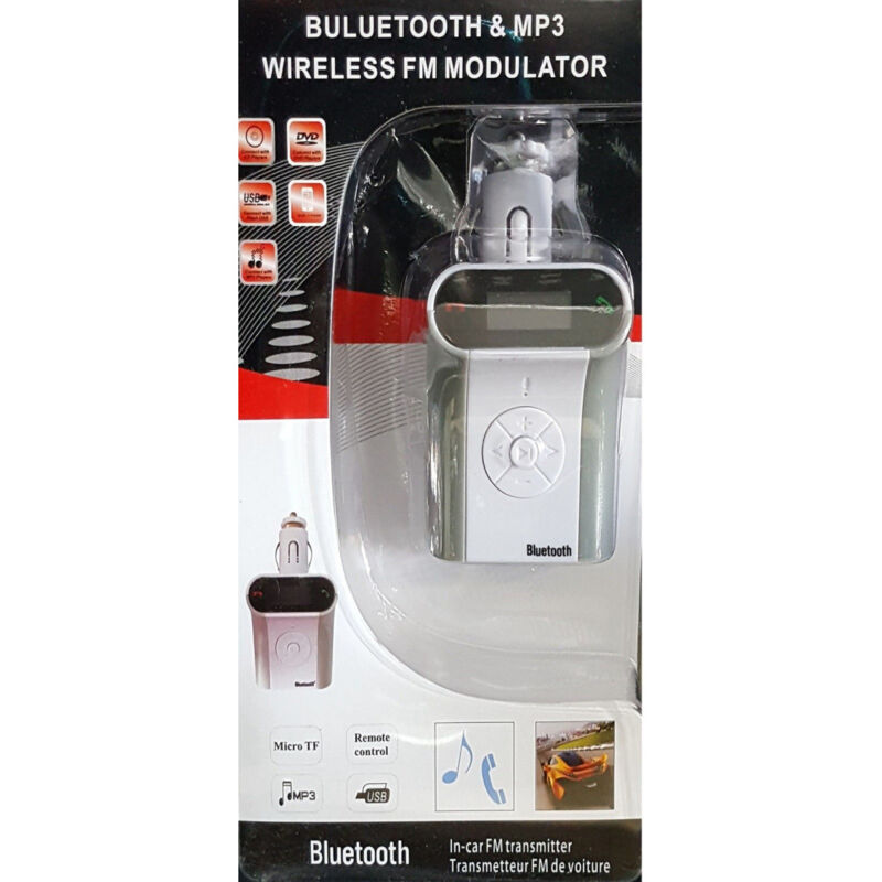 foto del prodotto trade shop traesio trasmettitore vivavoce display fm bluetooth mp3 microsd modulatore usb auto x5 