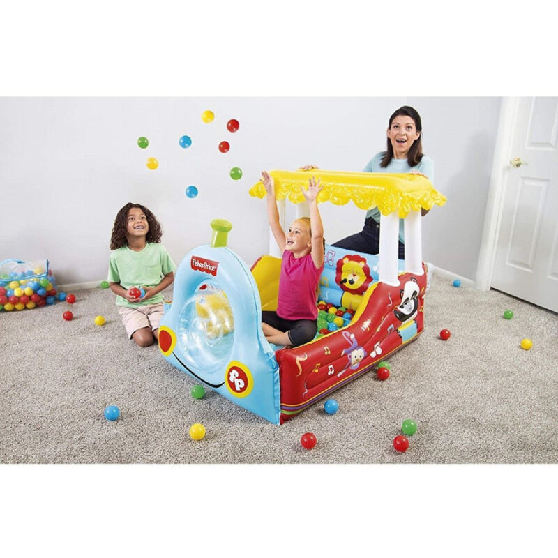 foto del prodotto trade shop traesio trenino gonfiabile per bambini 2 anni play center 132x94x89cm con palline 93537 