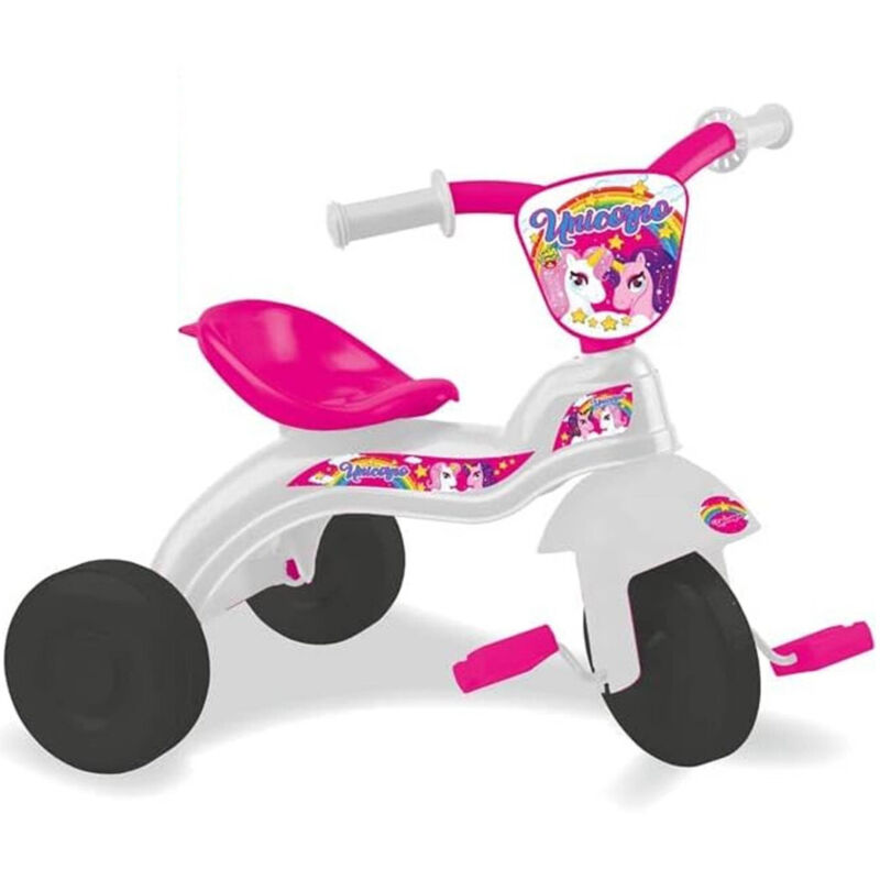 foto del prodotto trade shop traesio triciclo bici scooter 3 ruote con pedali bambina baby unicorno bianco e rosa 