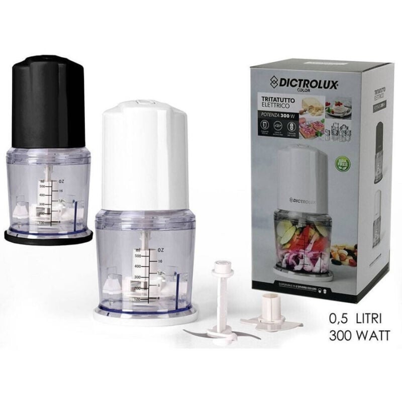 foto del prodotto trade shop traesio tritatutto frullatore elettrico da cucina trita tutto mini robot da cucina 500ml 