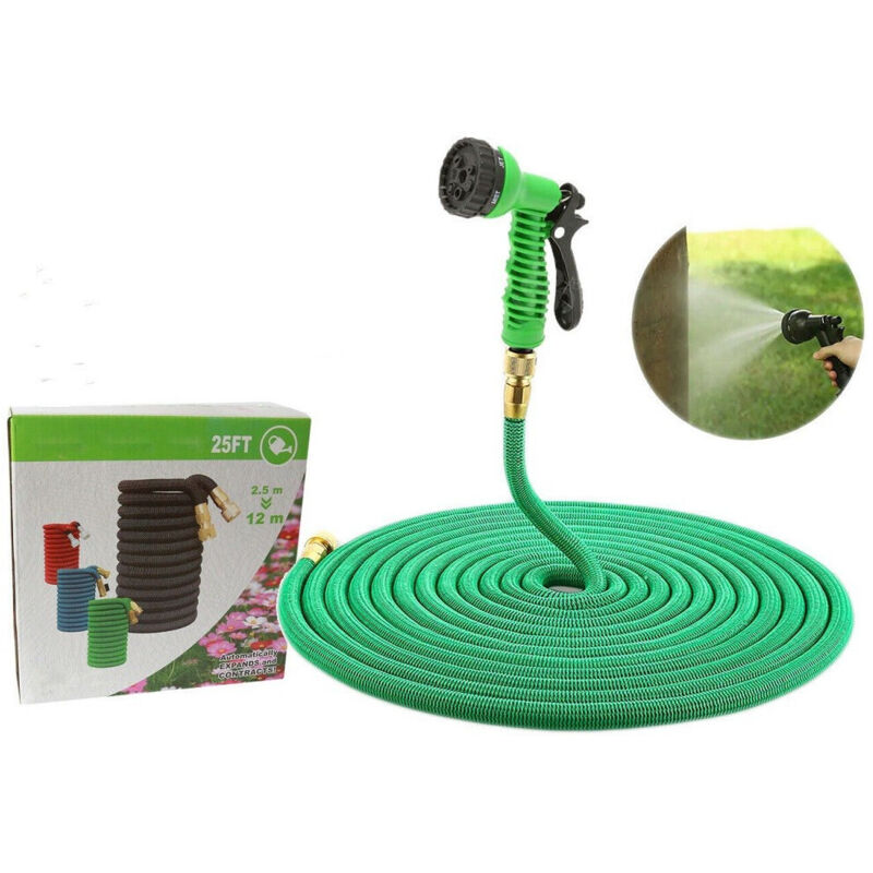 foto del prodotto trade shop traesio tubo estensibile flessibile irrigazione giardino multigetto pistola 12 metri 