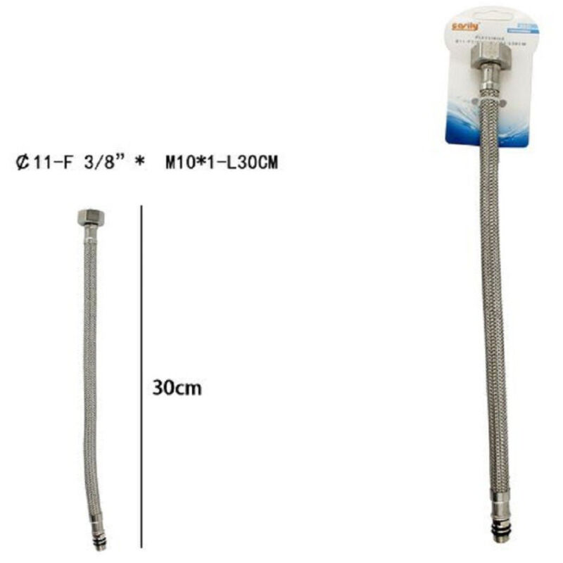 foto del prodotto trade shop traesio tubo flessibile flessibili rubinetto miscelatore acqua 30 cm f 3 8 x m10 1 69390 