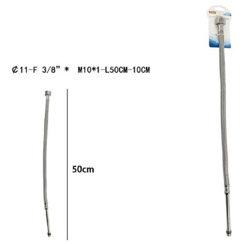 foto del prodotto trade shop traesio tubo flessibile flessibili rubinetto miscelatore acqua 50 cm f 3 8 x m10 1 69397 