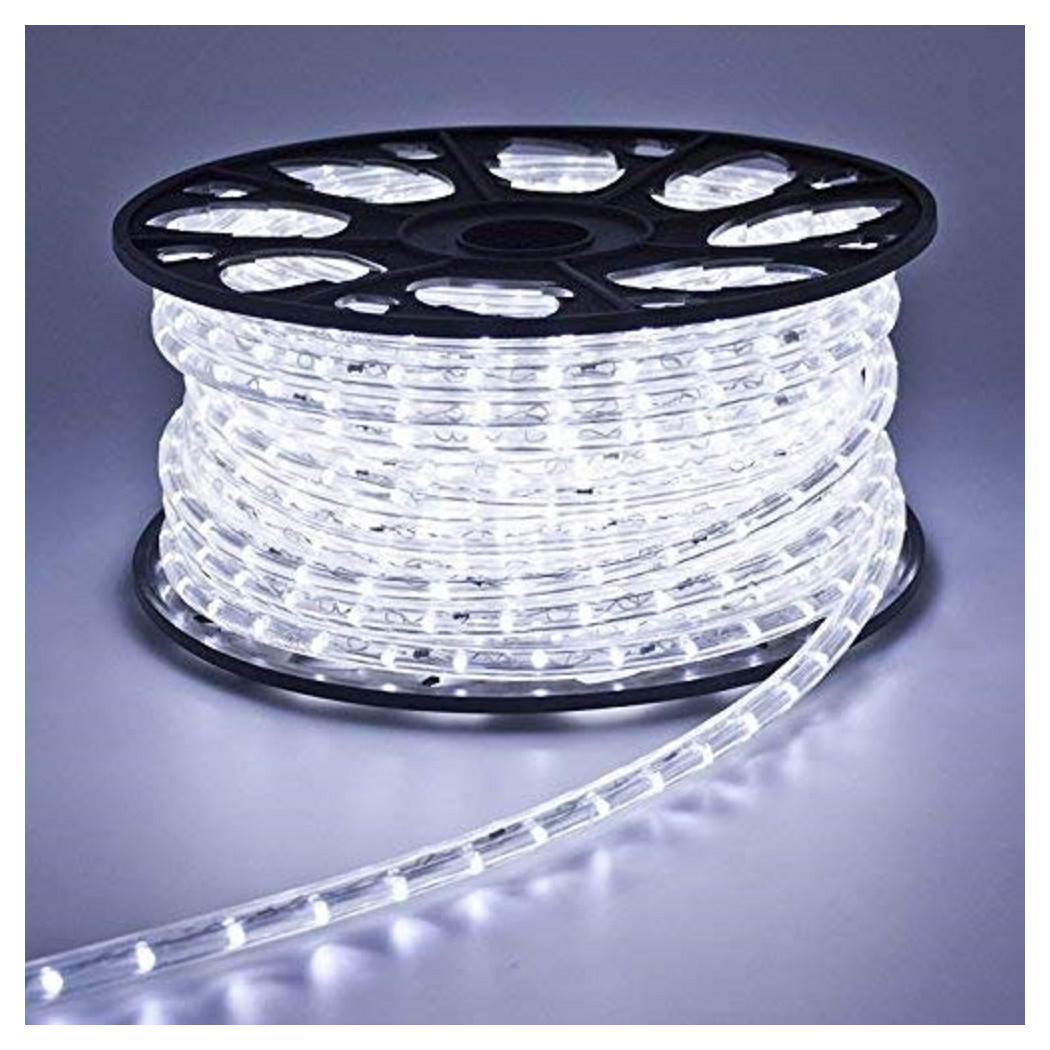 foto del prodotto trade shop traesio tubo luminoso 1200 led 50 mt bianco freddo uso esterno controller 8 giochi luce 