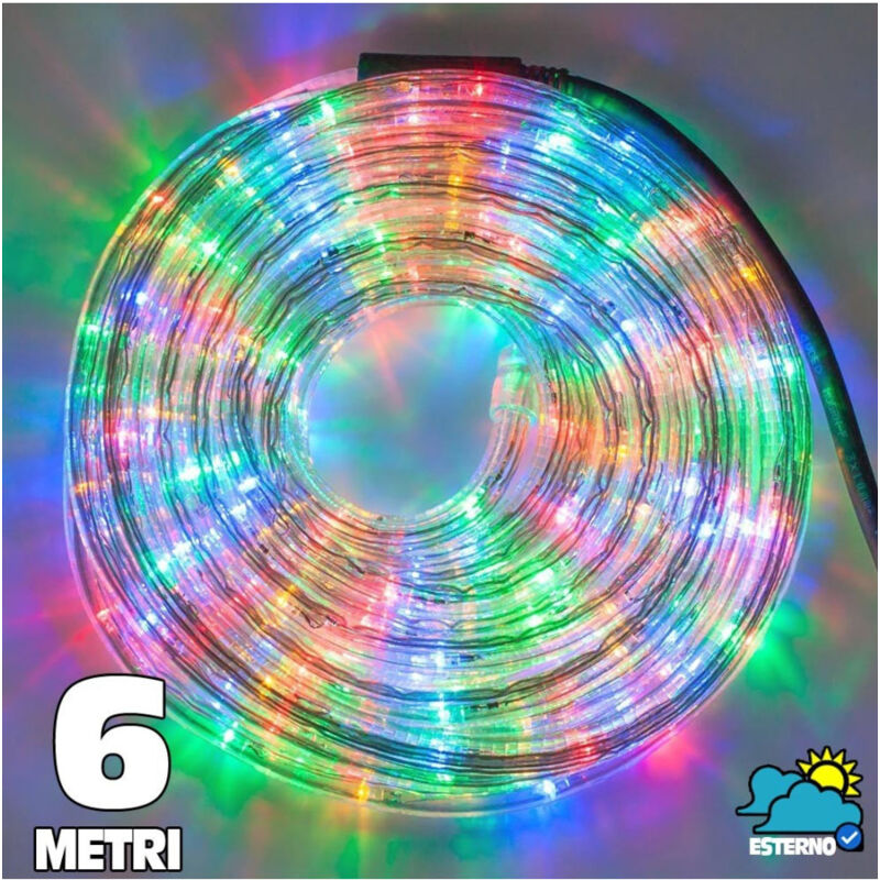 foto del prodotto trade shop traesio tubo luminoso a 108 led per esterno 6 metri di luci multicolor con controller 