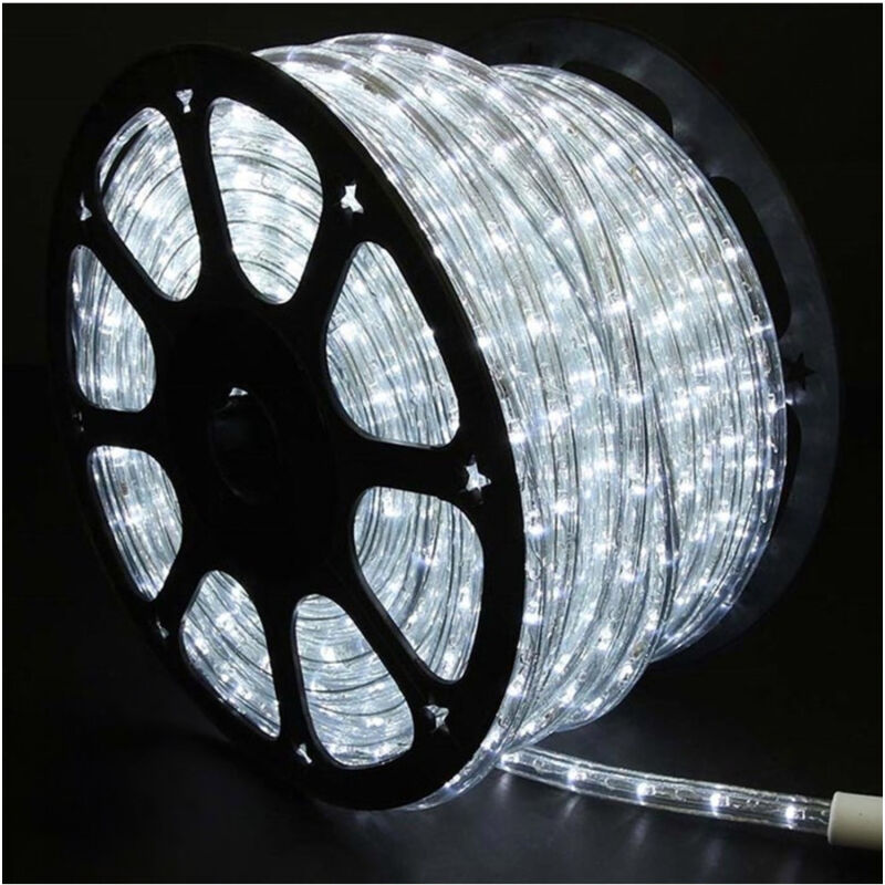 foto del prodotto trade shop traesio tubo luminoso led 50 metri bianco freddo per uso esterno controller 8giochi luce 