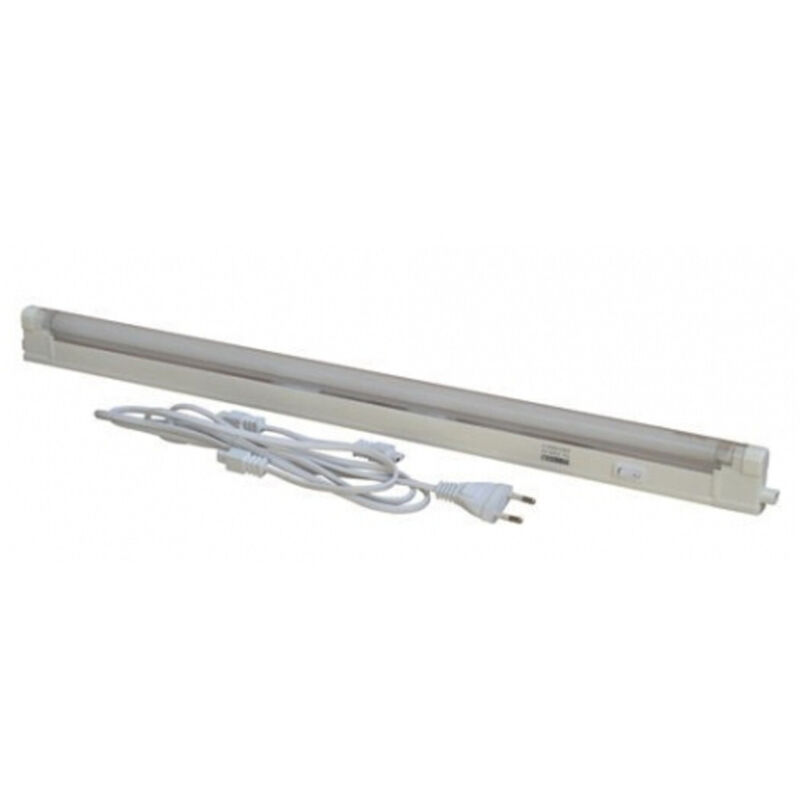 foto del prodotto trade shop traesio tubo neon a led da 60cm con plafoniera t5 luce bianco caldo 3000k cavo 1m da 10w 