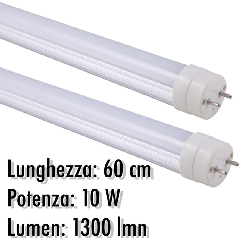 foto del prodotto trade shop traesio tubo neon a led t8 10 w watt 1300 lmn con copertura opaca da 60 cm luce bianca bianco caldo 