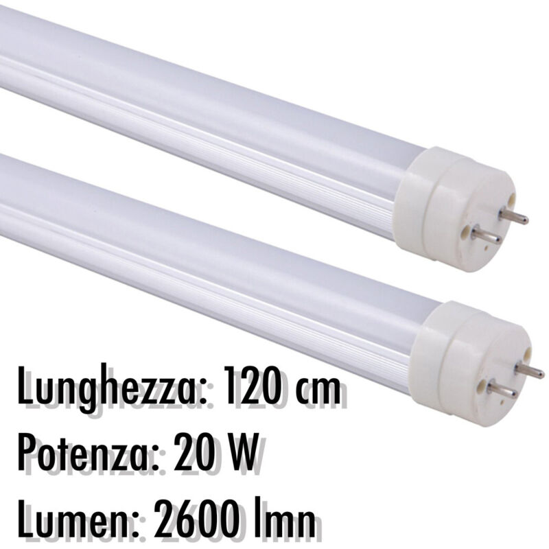 foto del prodotto trade shop traesio tubo neon a led t8 20 w watt 2600 lmn con copertura opaca da 120 cm luce bianca bianco freddo 