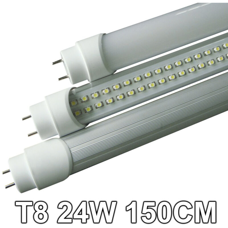 foto del prodotto trade shop traesio tubo neon led 24w 150 cm attacco t8 smd led luce bianca fredda calda naturale bianco freddo copertura trasparente 