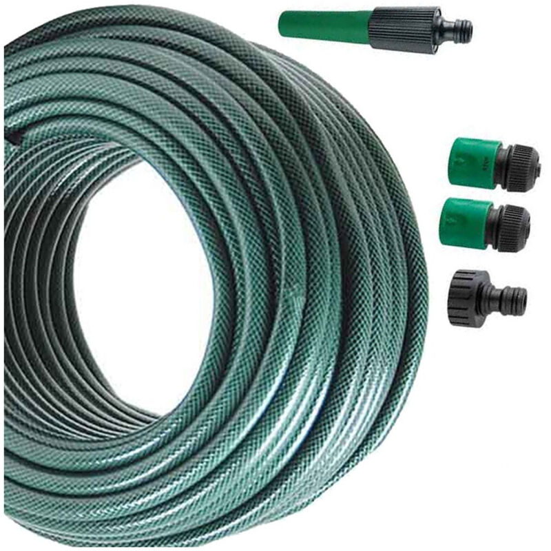 foto del prodotto trade shop traesio tubo per irrigazione da giardino lungo 15 metri con 4 accessori da 1 2 verde 