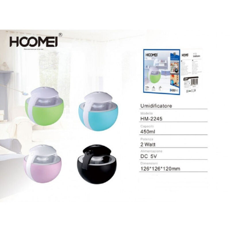 foto del prodotto trade shop traesio umidificatore 2 watt 450 ml usb aromaterapia timer 10h 20h profumatore ambienti 