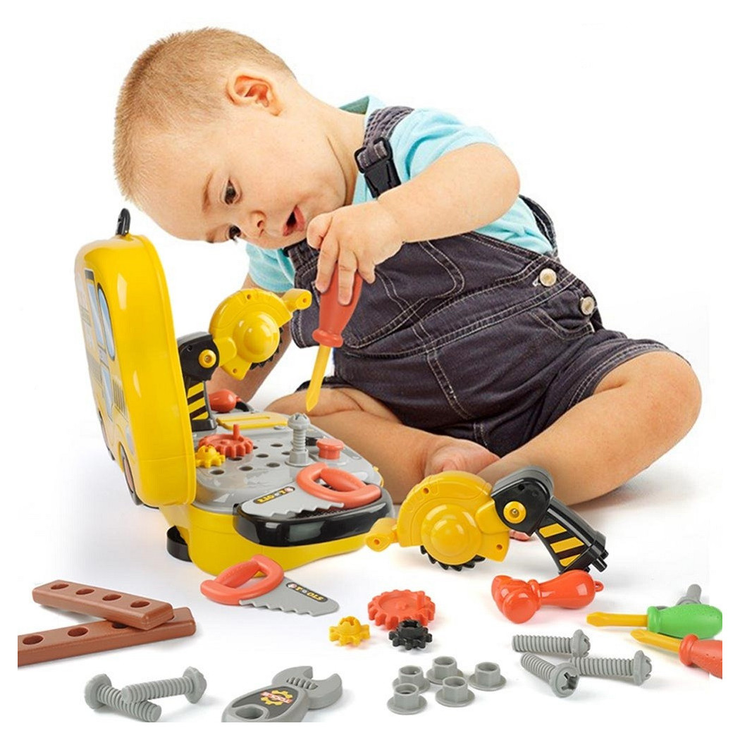 foto del prodotto trade shop traesio valigetta attrezzi per bambini giocattolo con accessori fai da te portatile 31pz 
