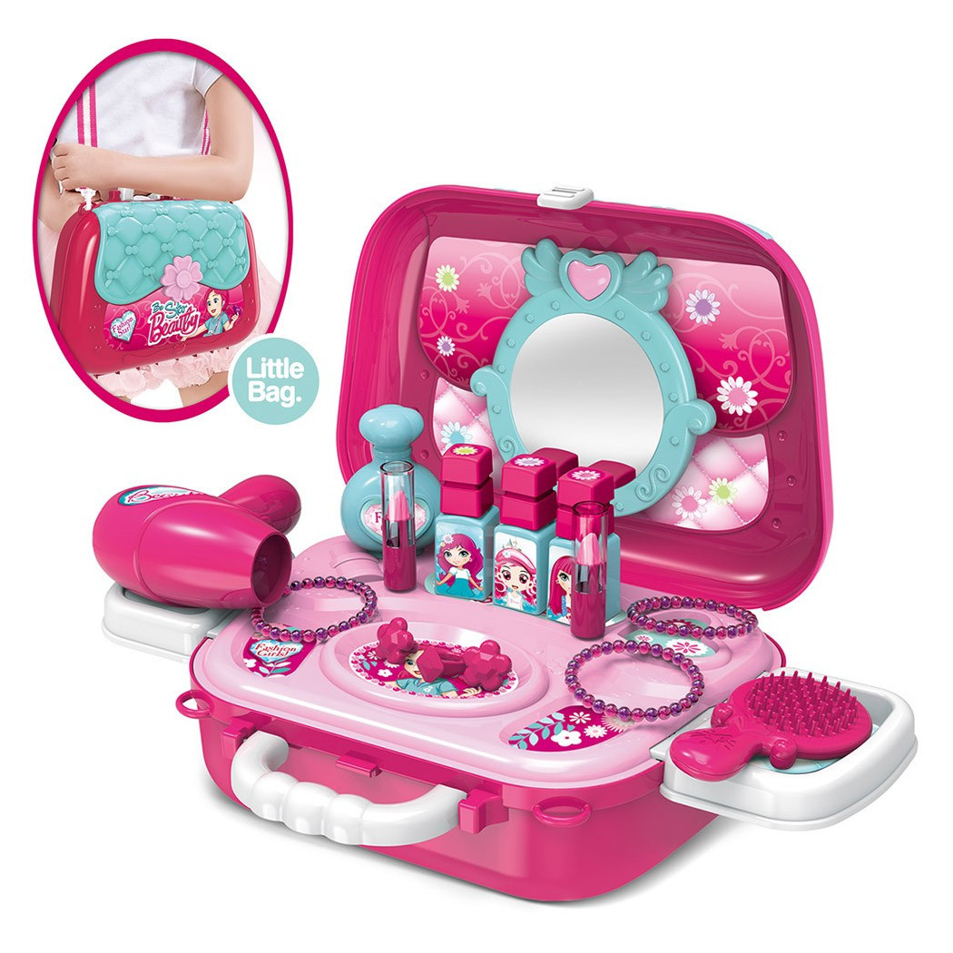 foto del prodotto trade shop traesio valigetta beauty specchio giocattolo bambini 17 accessori bellezza con tracolla 