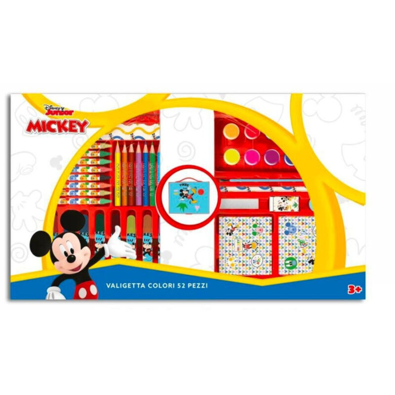 foto del prodotto trade shop traesio valigetta con colori mickey mouse set per colorare gioco per bambini 52 pezzi 
