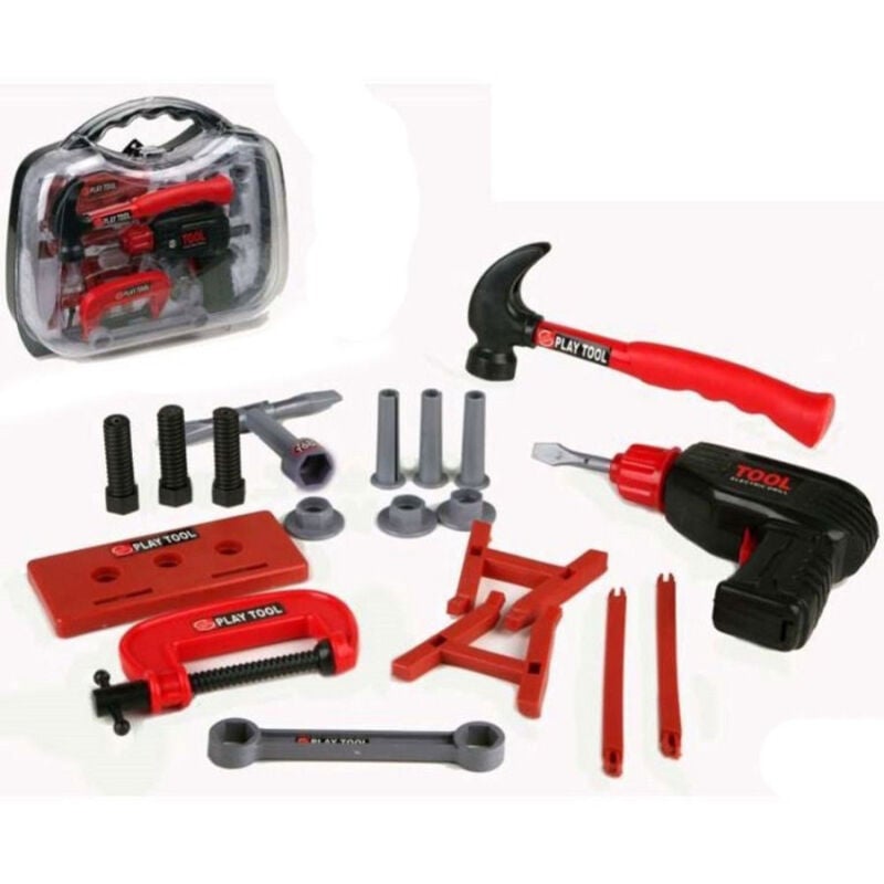 foto del prodotto trade shop traesio valigetta playset attrezzi brico per bambini con trapano martello e accessori 