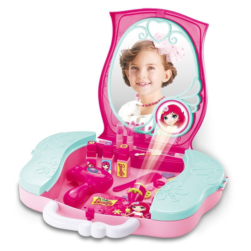 foto del prodotto trade shop traesio valigetta proiettore specchiera centro bellezza per bambine giocattolo portatile 