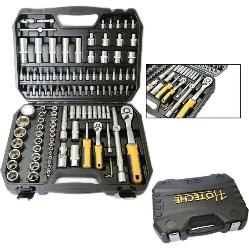 foto del prodotto trade shop traesio valigia set chiavi a bussola 110 pz 1 2 1 4 chiavi a cricchetto reversibili 