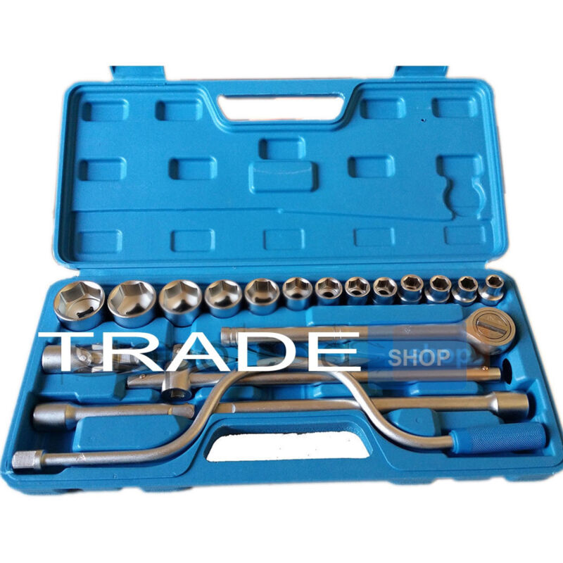 foto del prodotto trade shop traesio valigia set chiavi a bussola 19 pezzi vanadium con cricchetto prolunghe 125 250 