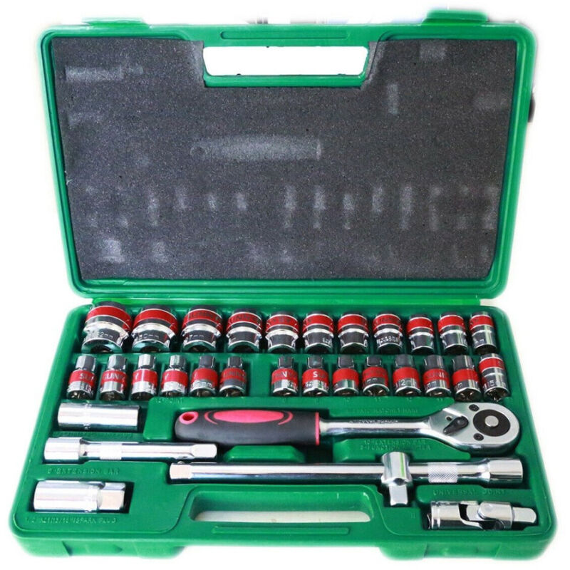 foto del prodotto trade shop traesio valigia set chiavi a bussola 32 pezzi vanadium con cricchetto 32 pz vanadium 