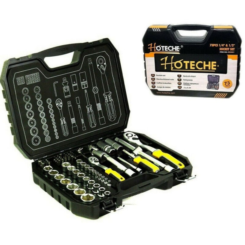 foto del prodotto trade shop traesio valigia set chiavi a bussola 73 pezzi 1 2 1 4 chiavi a cricchetto reversibili 