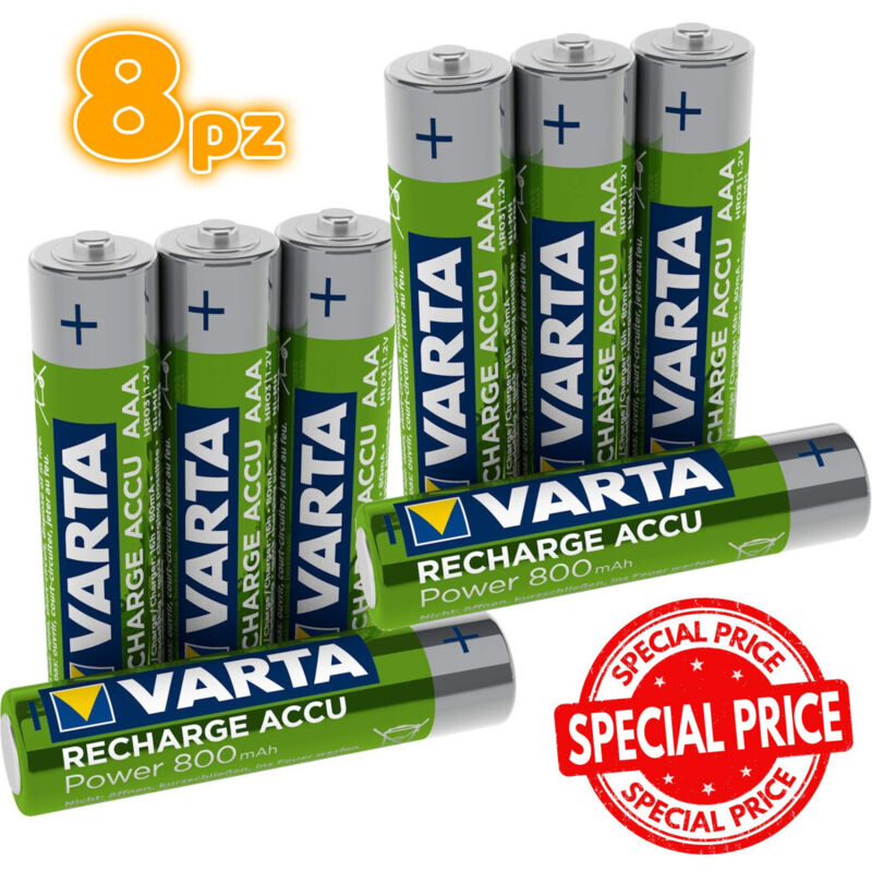 foto del prodotto trade shop traesio - varta - 8 pile varta mini stilo batterie ministilo aaa ricaricabile ricaricabili 800mah -