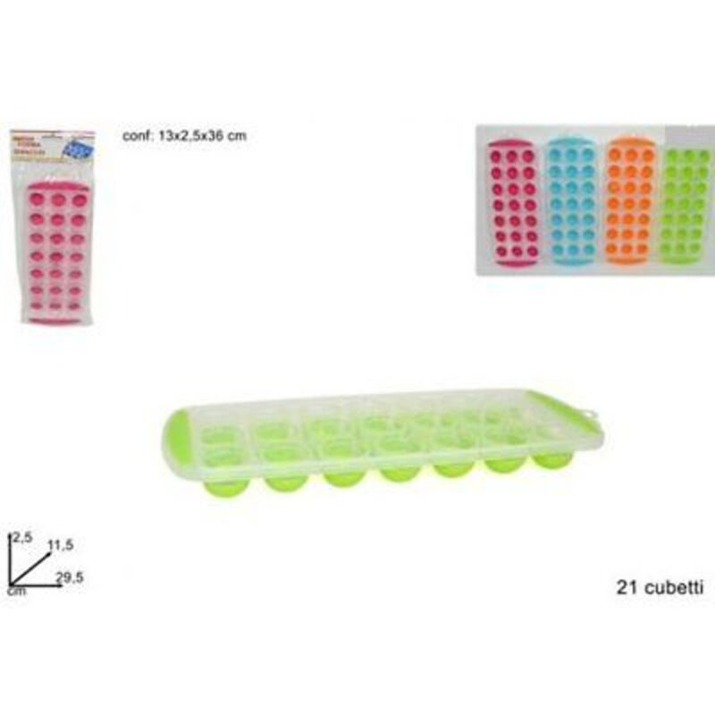 foto del prodotto trade shop traesio vaschetta formaghiaccio forme 21 cubetti ghiaccio colorate silicone idea regalo 