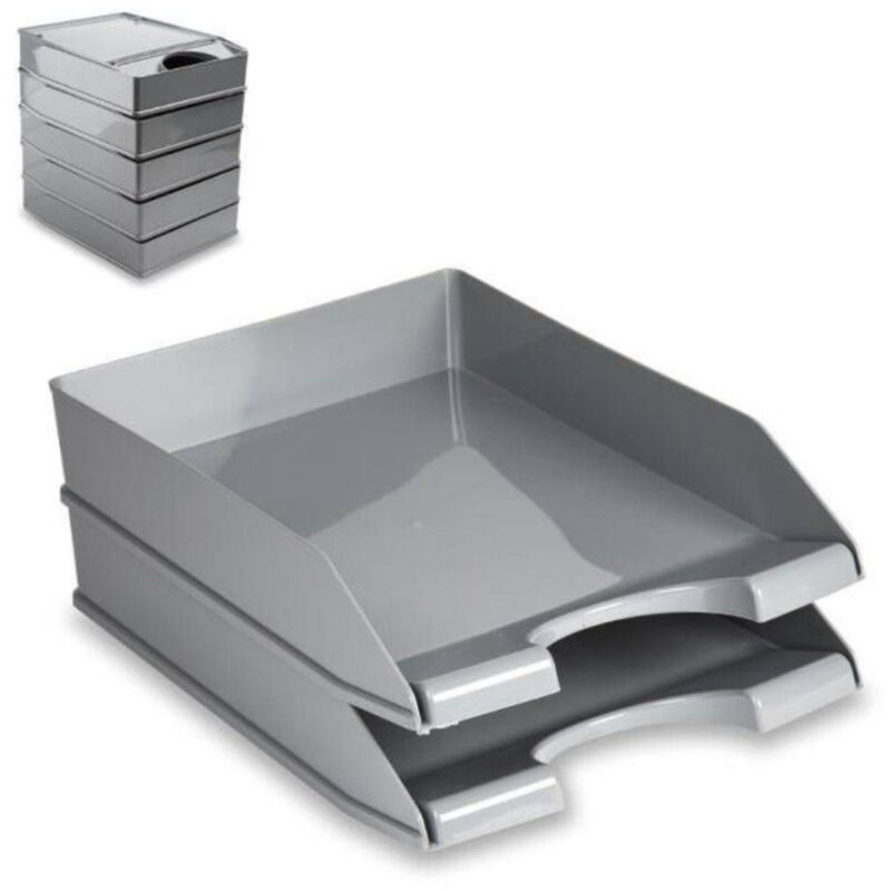 foto del prodotto trade shop traesio vaschetta portadocumenti per ufficio colore grigio ripiano organizer ufficio 
