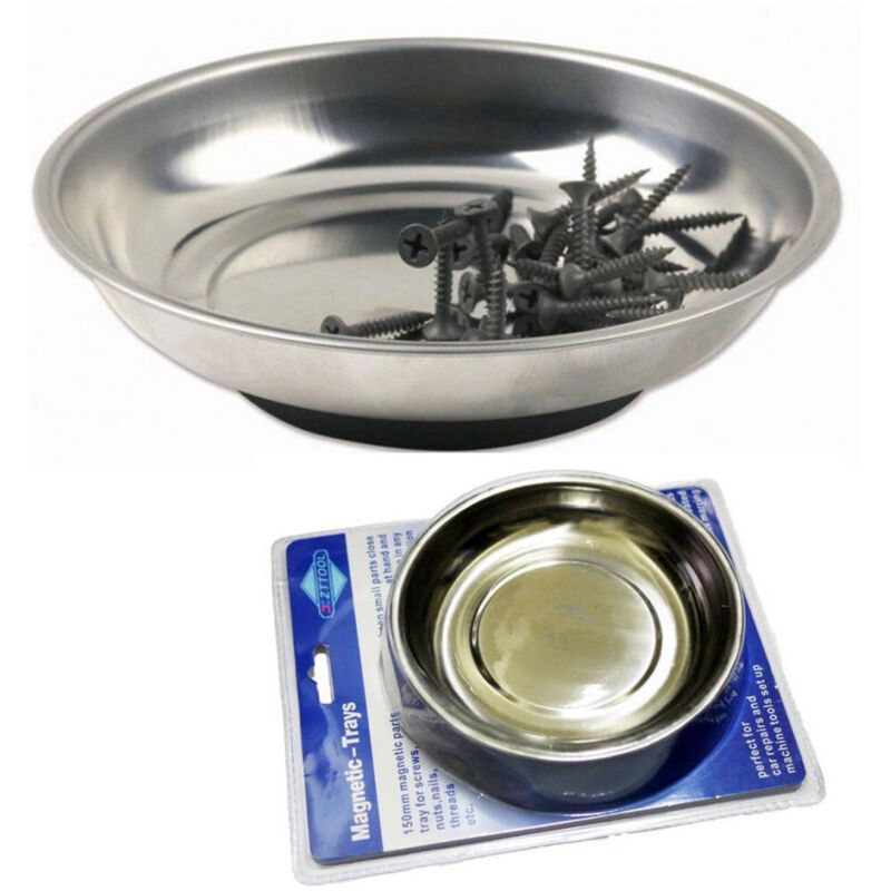 foto del prodotto trade shop traesio vaschetta vassoio piatto magnetico porta minuterie viti e bulloni tondo 150 mm 