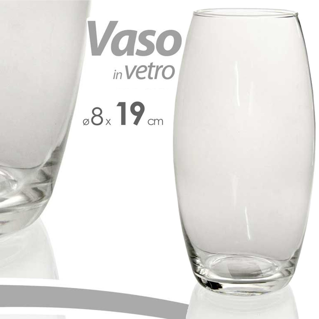foto del prodotto trade shop traesio vaso 19x8cm in vetro trasparente elegante per fiori piante decorazione arredo 