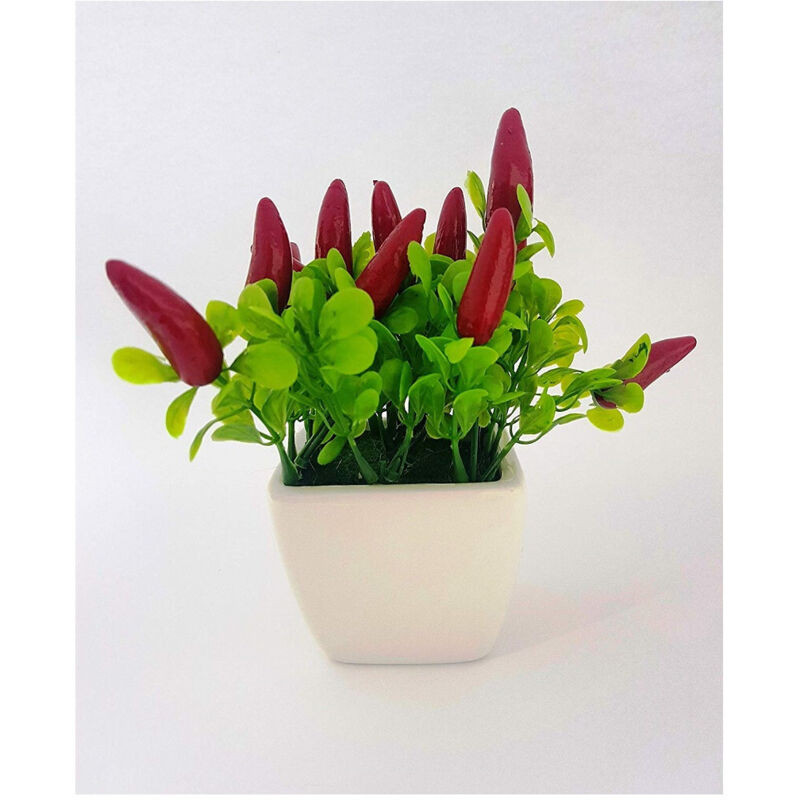 foto del prodotto trade shop traesio vaso ceramica quadrato peperoncini artificiali 16cm pianta decorazione casa giardino 
