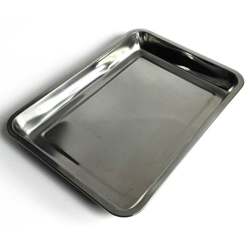 foto del prodotto trade shop traesio vassoio guantiera in acciaio inox rettangolare portata cucina misure 36x27x4,8cm 
